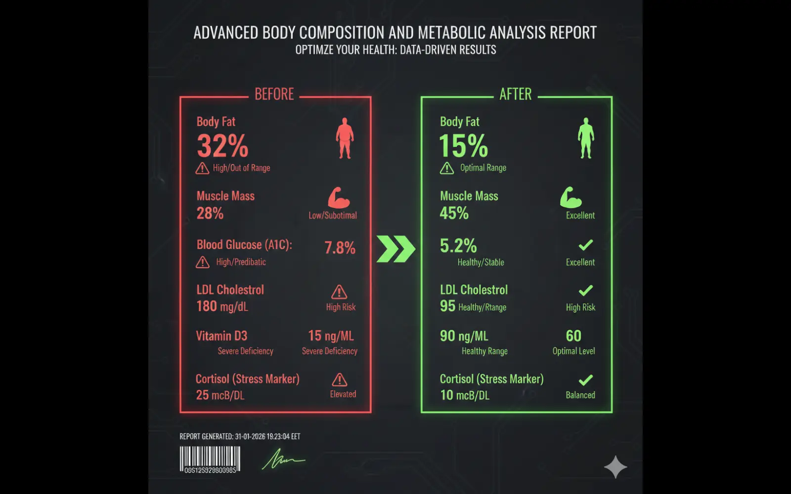 Before and after progress snapshot